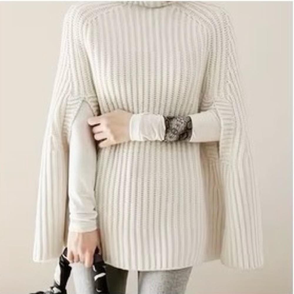 NEW off white cape sleeve turtleneck sweater poncho style size large NWOT